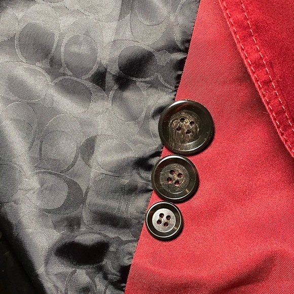Coach Cherry Red trench-coat  size Large - Picture 6 of 9